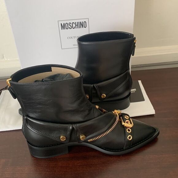 Moschino leopard print pointed toe soft top grain leather boot size EU 37 - Picture 16 of 16